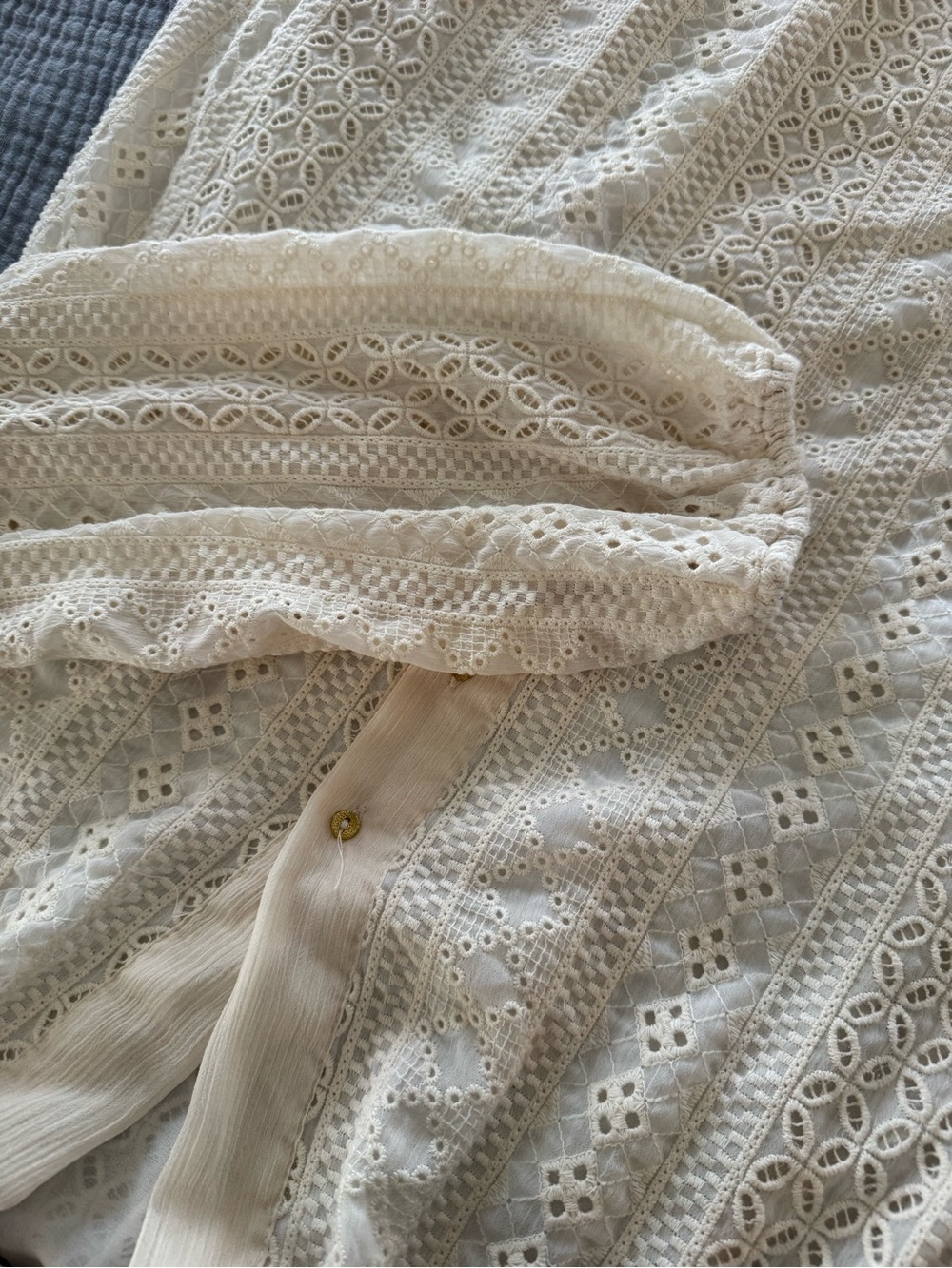 Zara Ivory Eyelet Embroidered Cotton Maxi Dress Size S - Picture 9 of 9